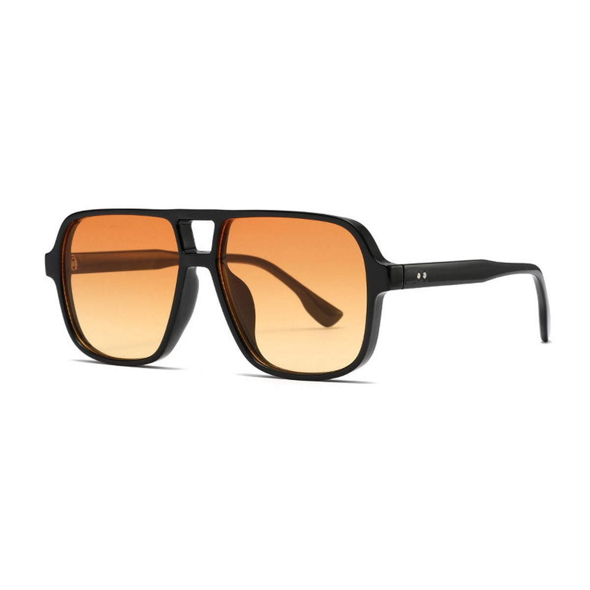 The Ashford navigator sunglasses in Black with Sunset lenses, angled view