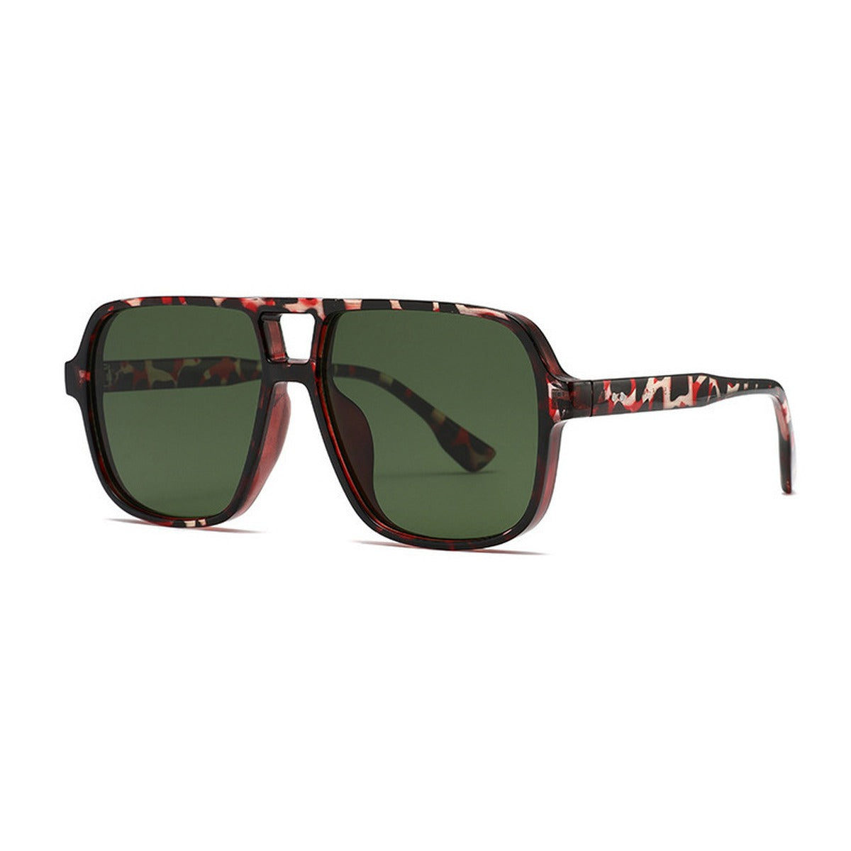The Ashford navigator sunglasses in Tortoiseshell with Forest lenses, angled view