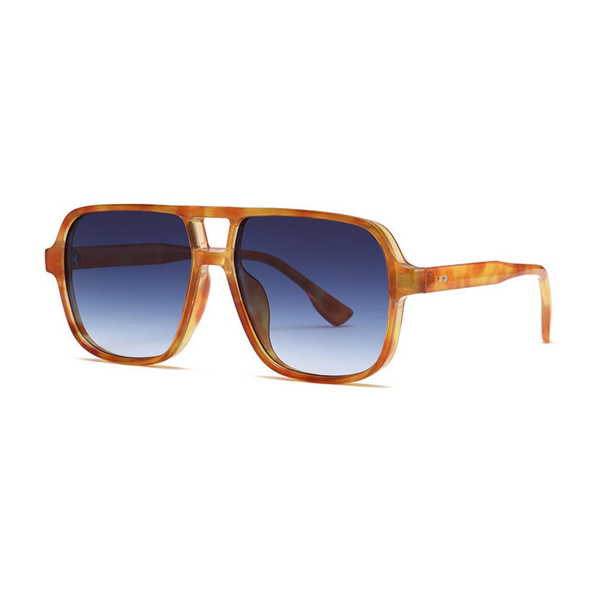 The Ashford navigator sunglasses in Amber Tortoise with Ocean Gradient lenses, angled view