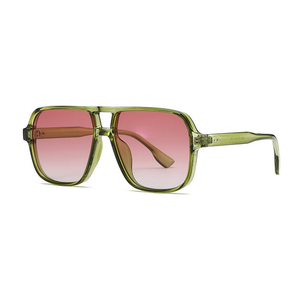 The Ashford navigator sunglasses in Forest with Rose Gradient lenses, angled view