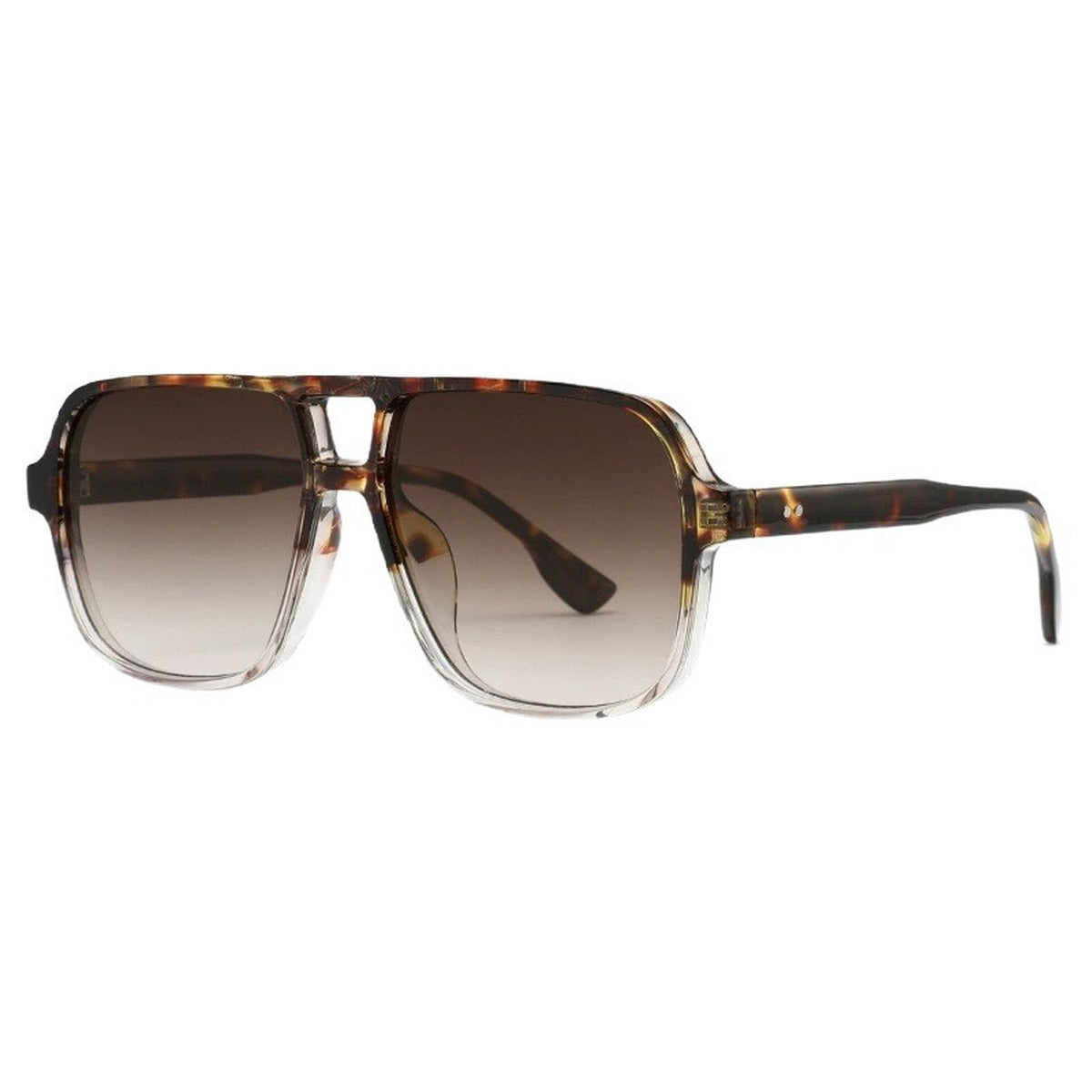 The Ashford navigator sunglasses in Tortoise Fade with Amber Gradient lenses, angled view
