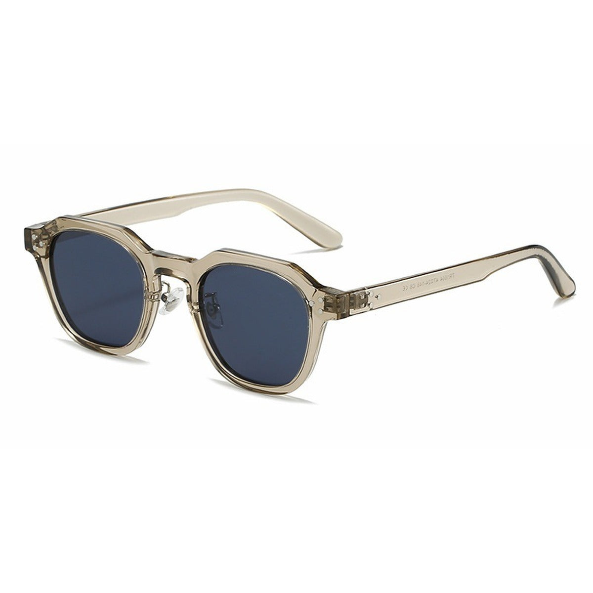 The Prescott sunglasses in Khaki with Ocean Blue lenses, angled view