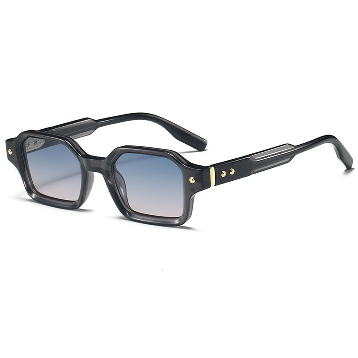 The Bennett | Square Sunglasses in Crystal Grey / Blue Gradient