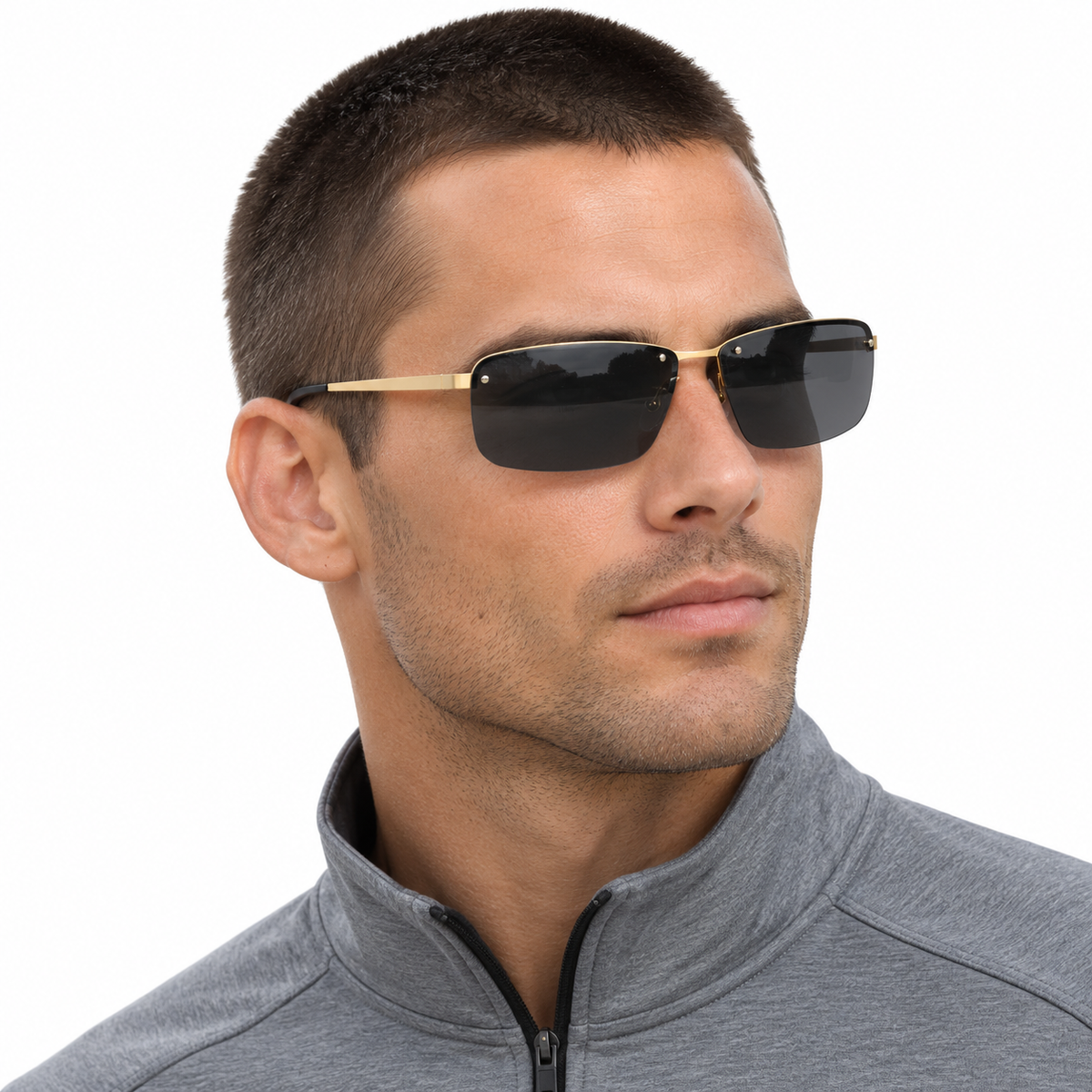 The Brooks | Semi-Rimless Shield Sunglasses worn