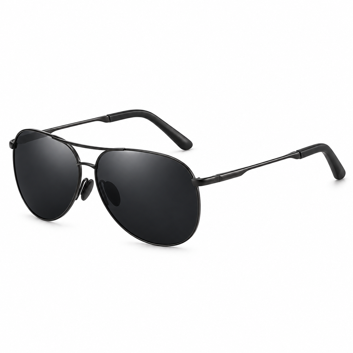 The Carson | Metal Aviator Sunglasses in Black / Grey