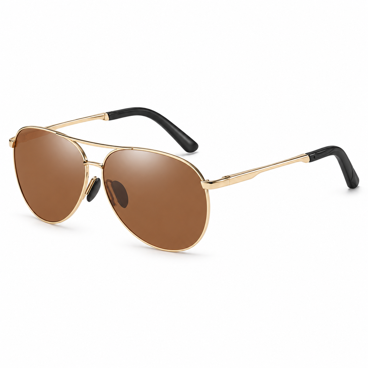 The Carson | Metal Aviator Sunglasses in Gold / Brown