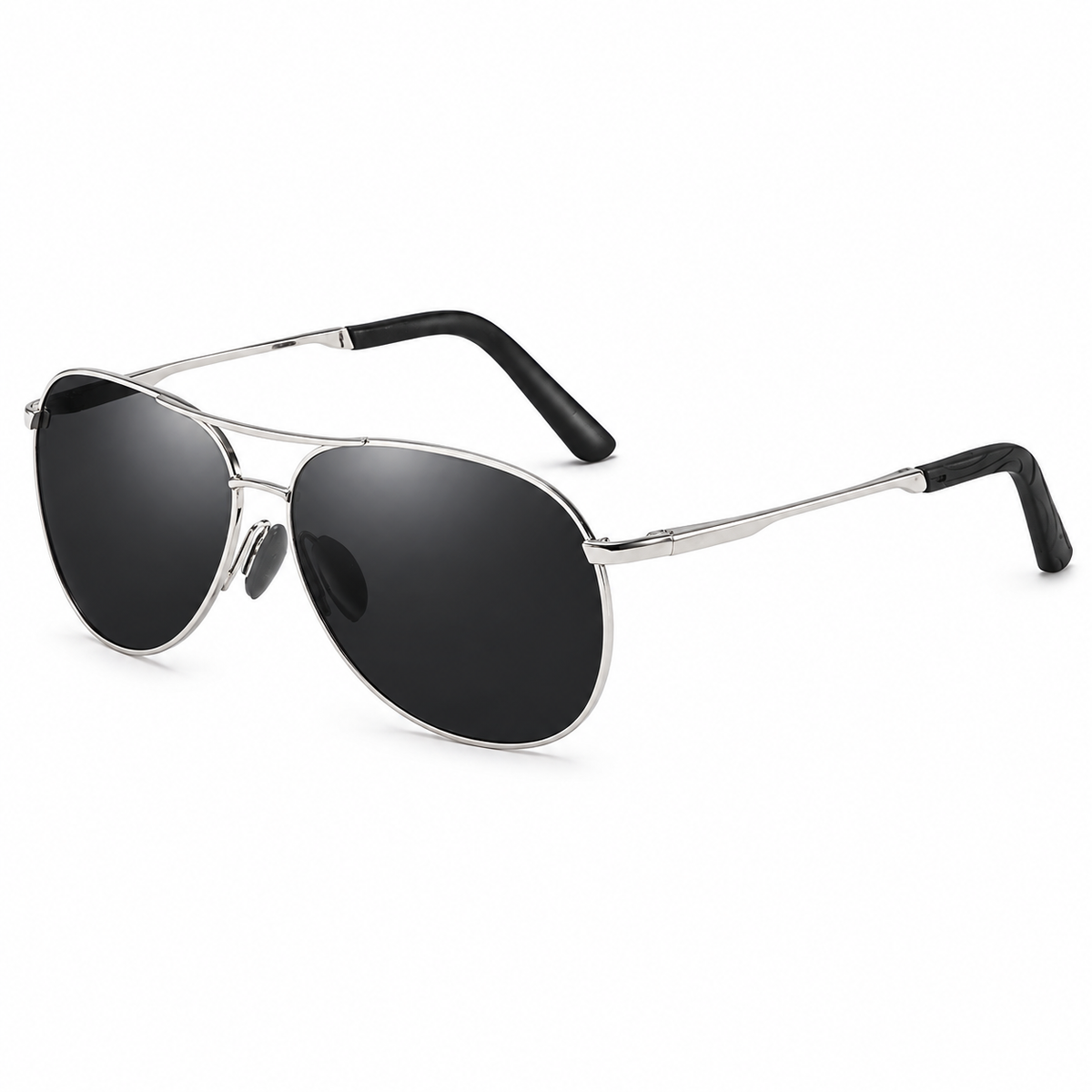The Carson | Metal Aviator Sunglasses in Silver / Grey