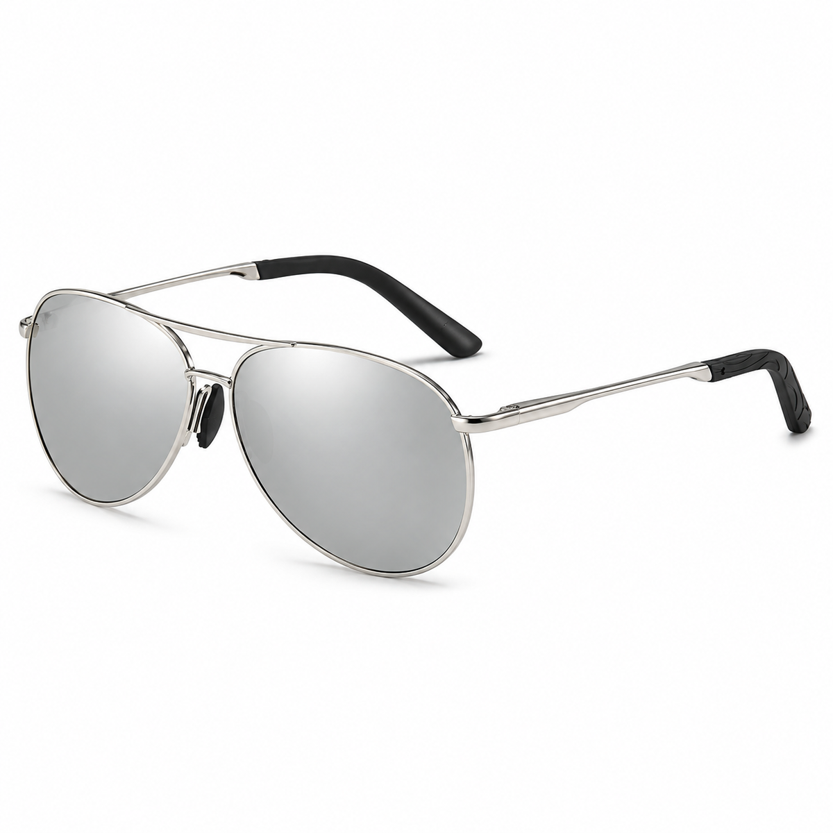 The Carson | Metal Aviator Sunglasses in Silver / Silver Mirror