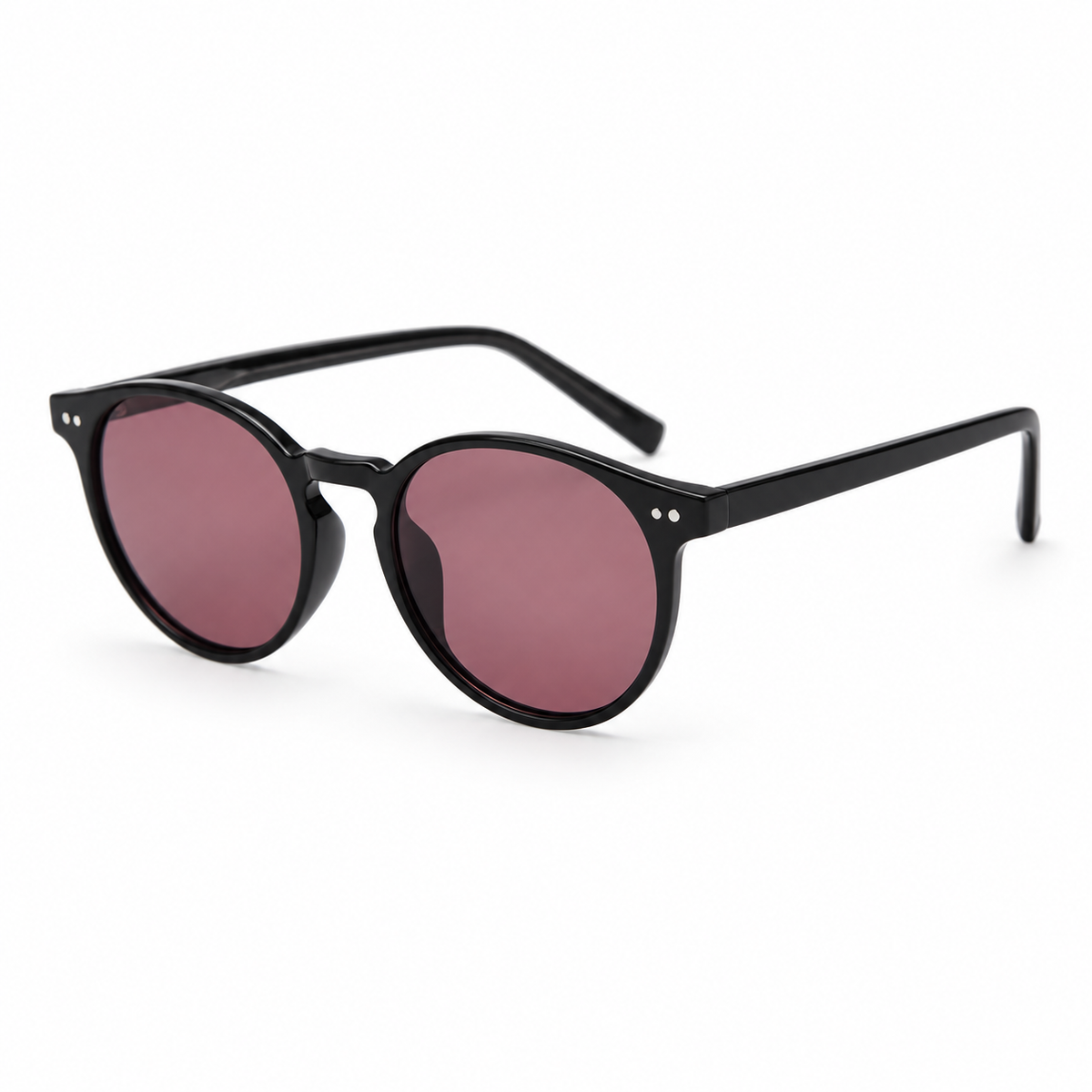 The Everett | Retro Round Sunglasses in Black / Rose Brown