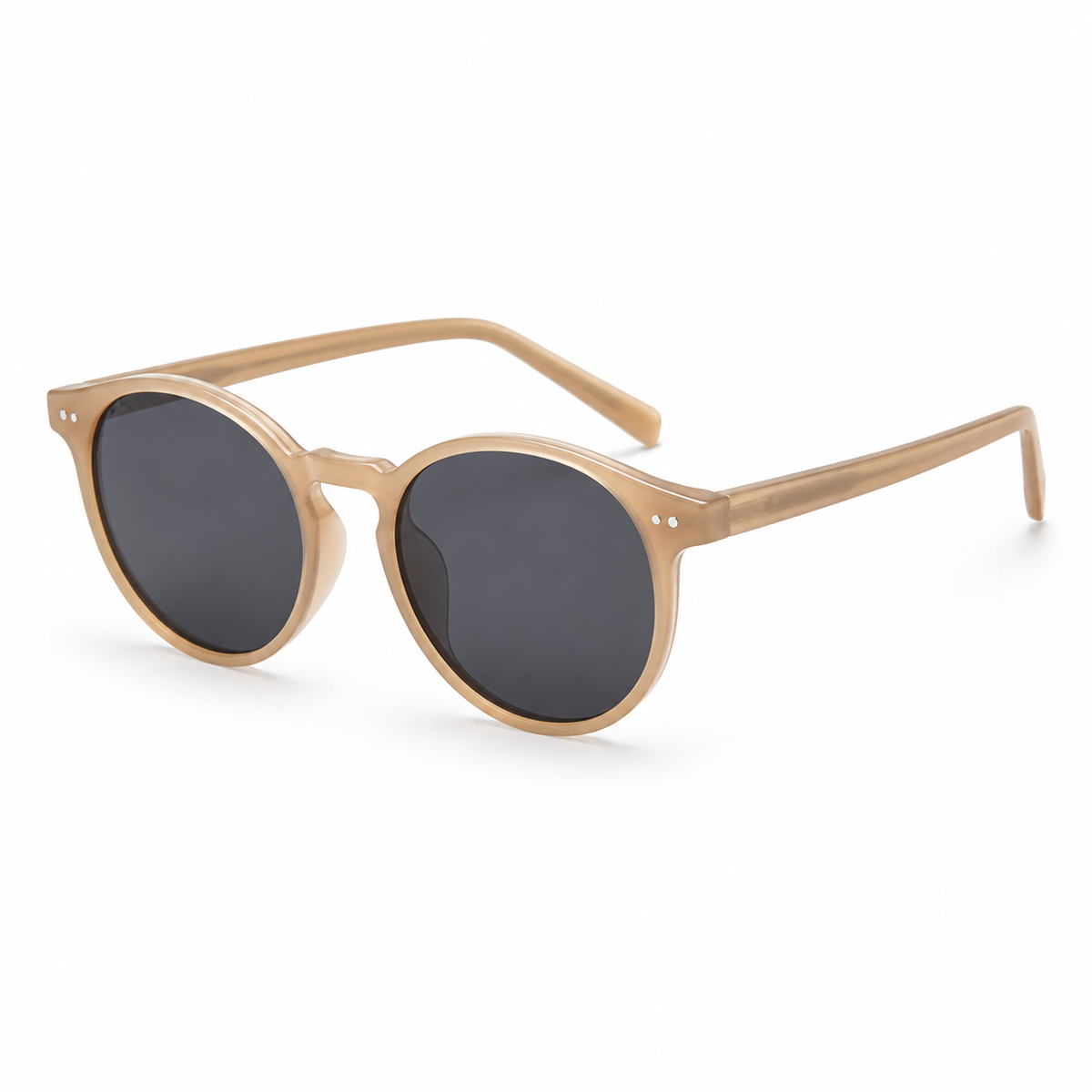 The Everett | Retro Round Sunglasses in Sand / Grey