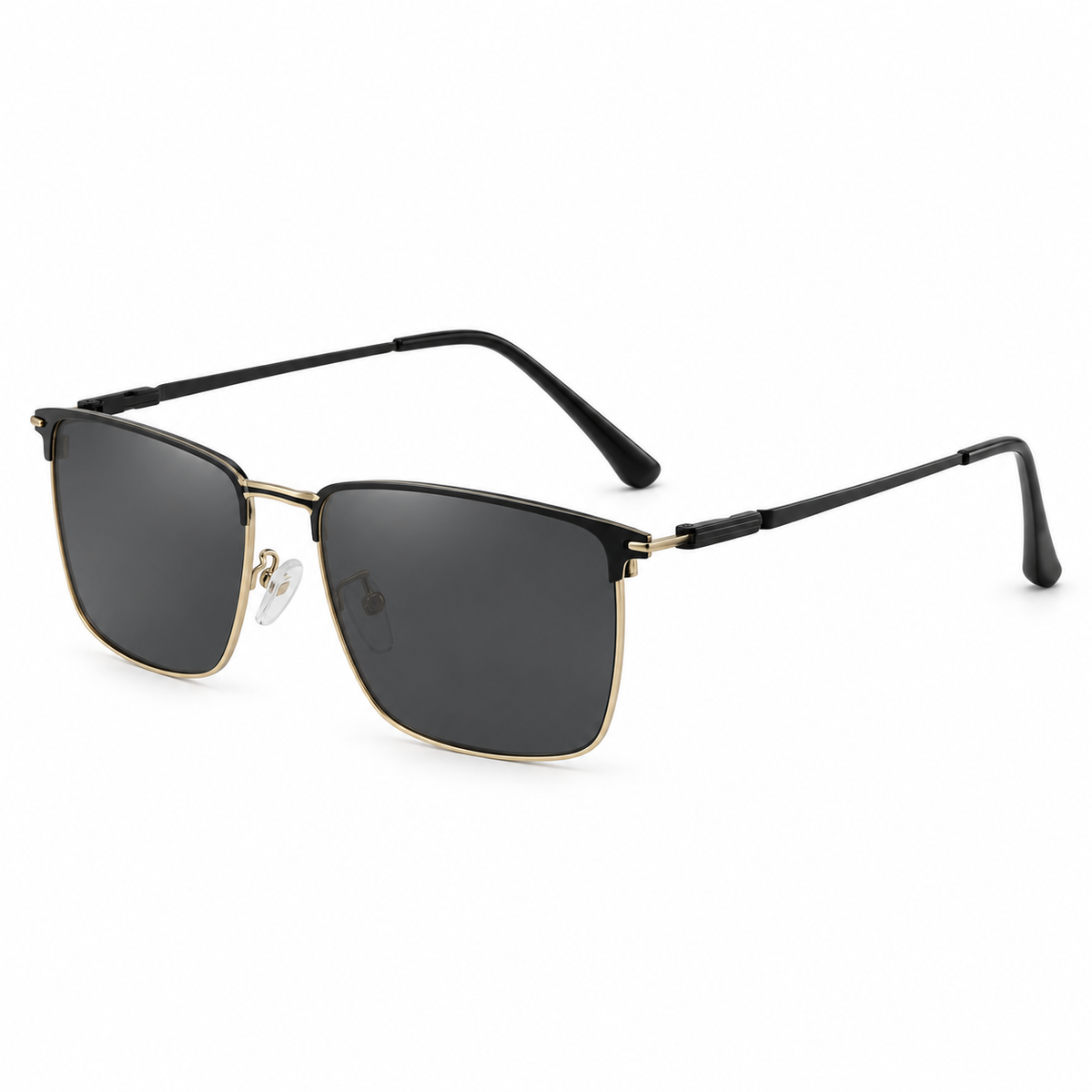 The Harrison | Metal Browline Sunglasses in Black & Gold / Grey