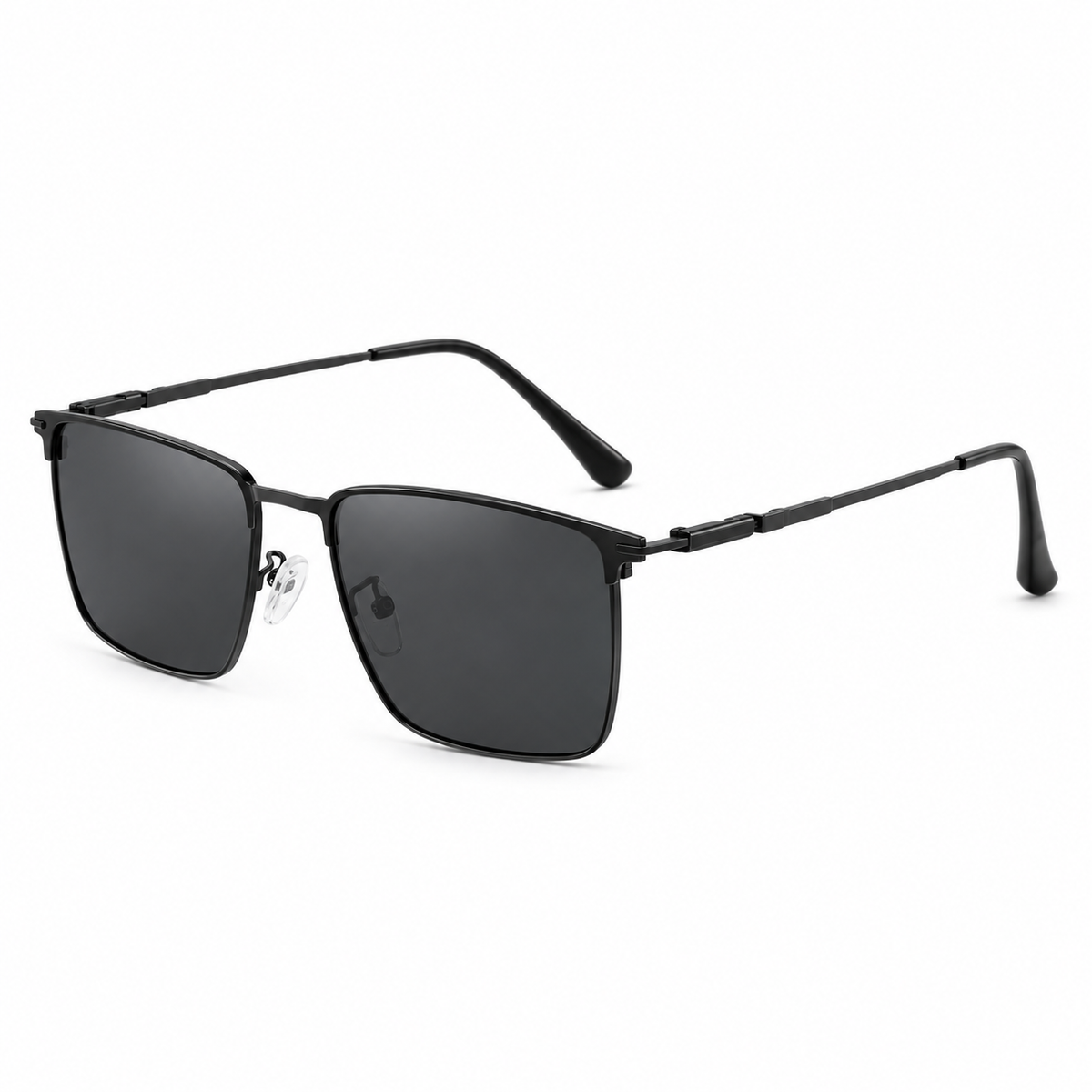 The Harrison | Metal Browline Sunglasses in Black & Silver / Grey