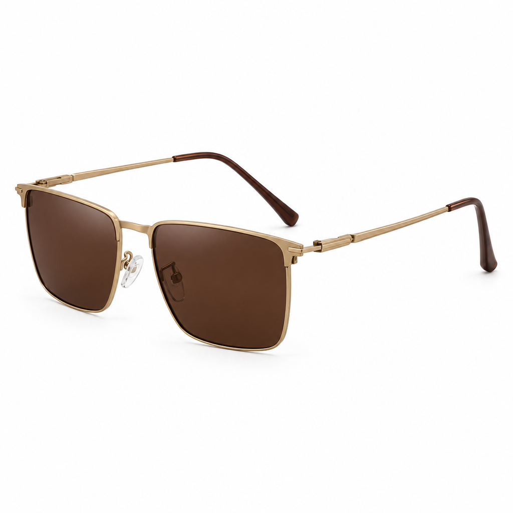 The Harrison | Metal Browline Sunglasses in Brown / Brown