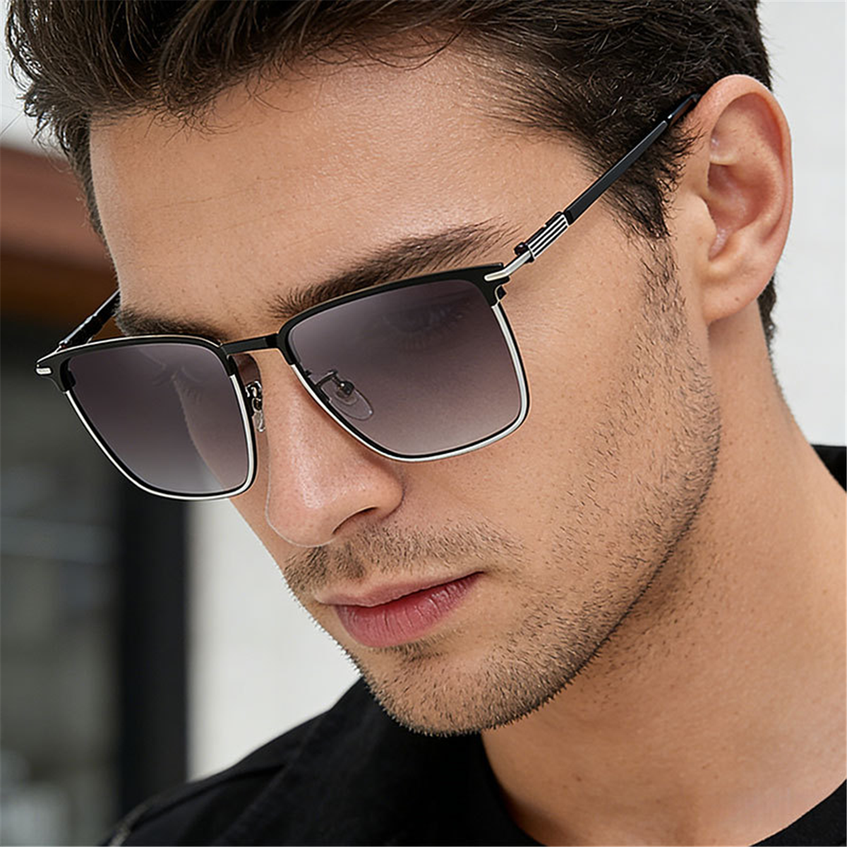 The Harrison | Metal Browline Sunglasses worn