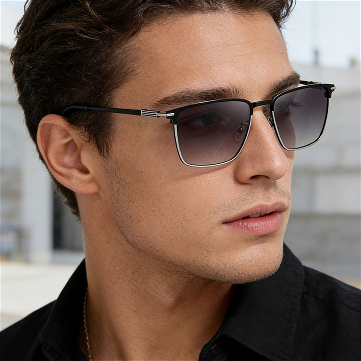 The Harrison | Metal Browline Sunglasses worn