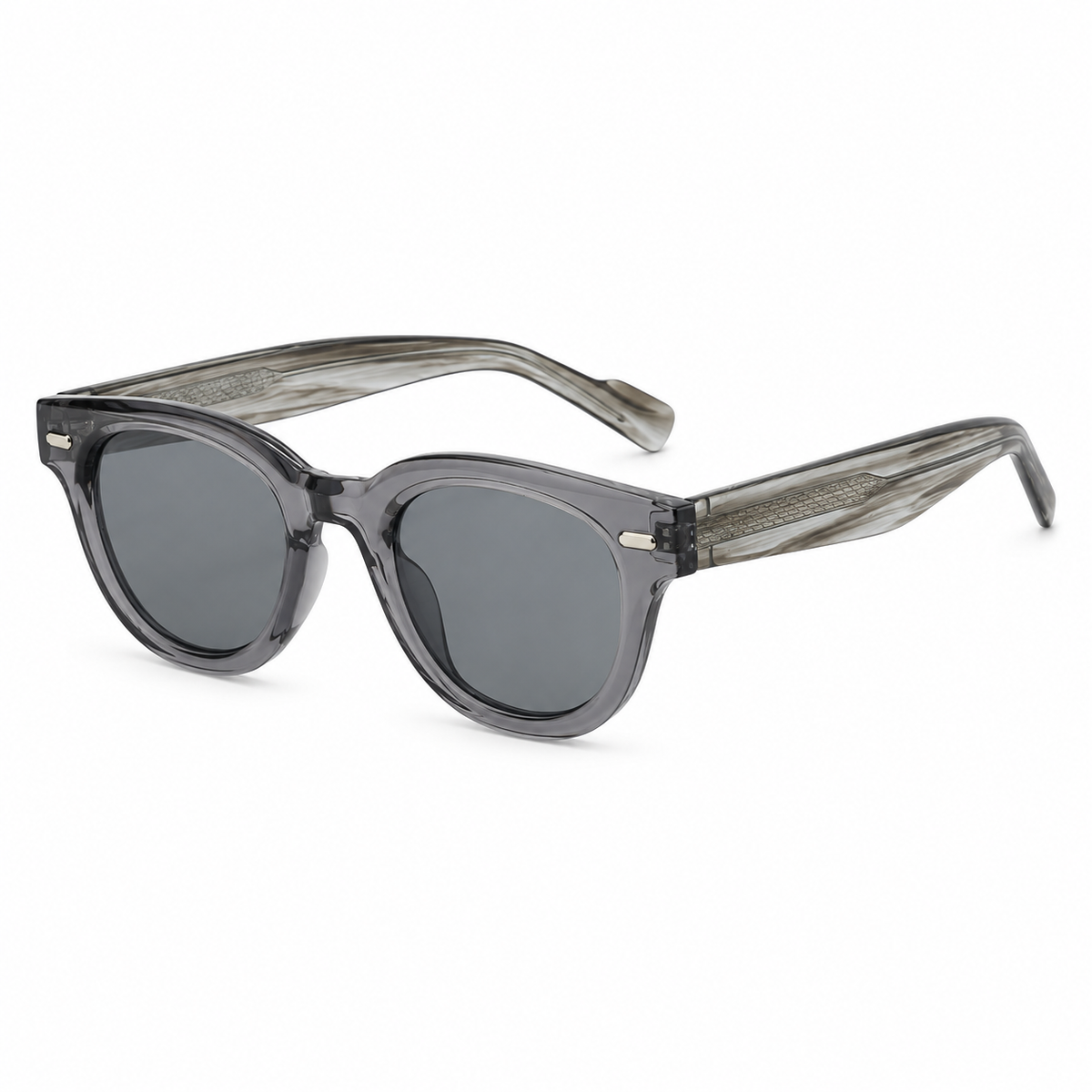 The Monroe | Round Sunglasses in Crystal Grey / Grey