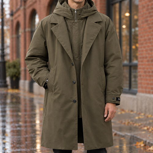 The Arctos | Hooded Longline Coat in Green