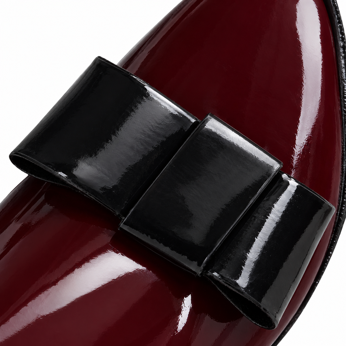 The Belladonna | Women's Patent Bow Loafers material close-up