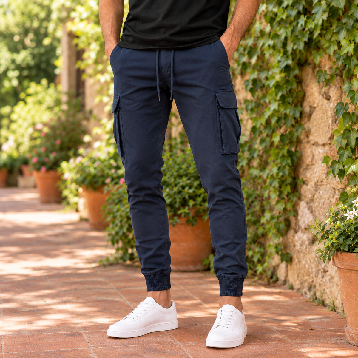 The Cooper | Slim Cargo Jogger Pants in Navy