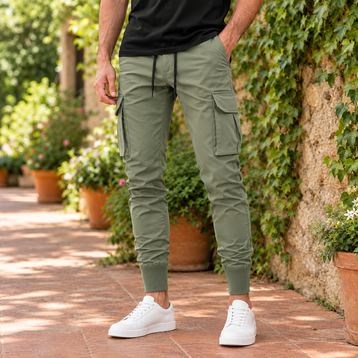 The Cooper | Slim Cargo Jogger Pants in Sage Green