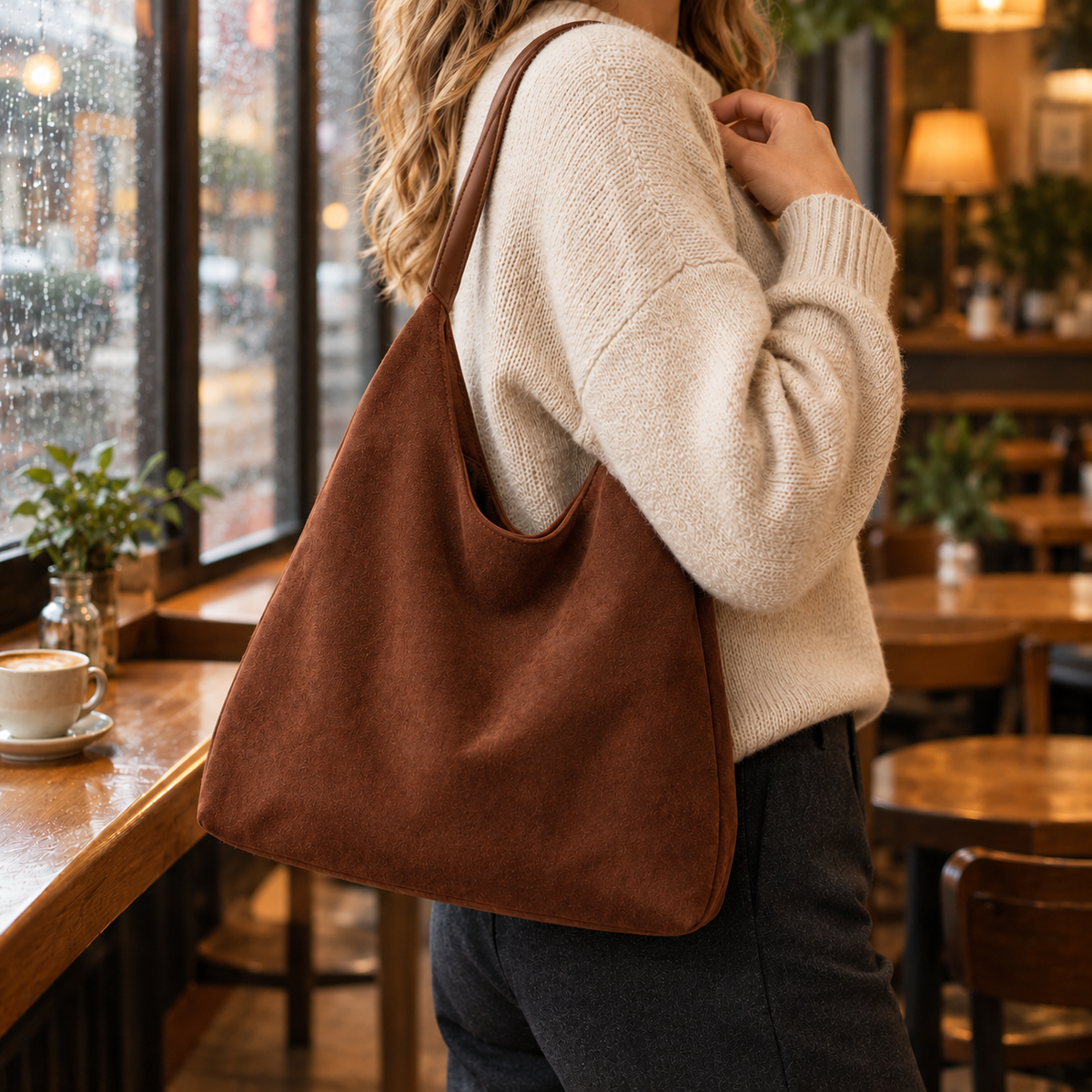 The Dakota | Suede Tote Bag in Chestnut Brown