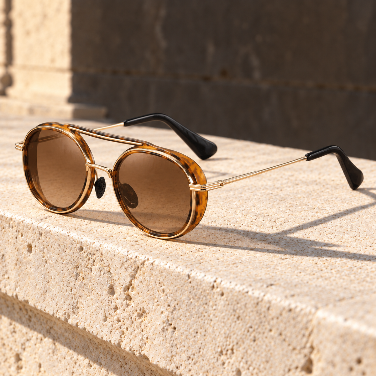 The Grotto | Polarized Round Side-Shield Sunglasses in Brown