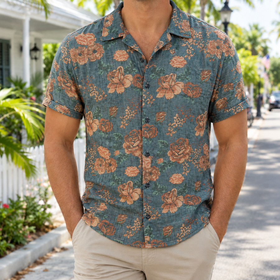 The Harbor | Rose Print Short-Sleeve Shirt
