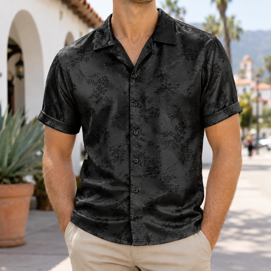 The Midnight | Floral Jacquard Short-Sleeve Shirt