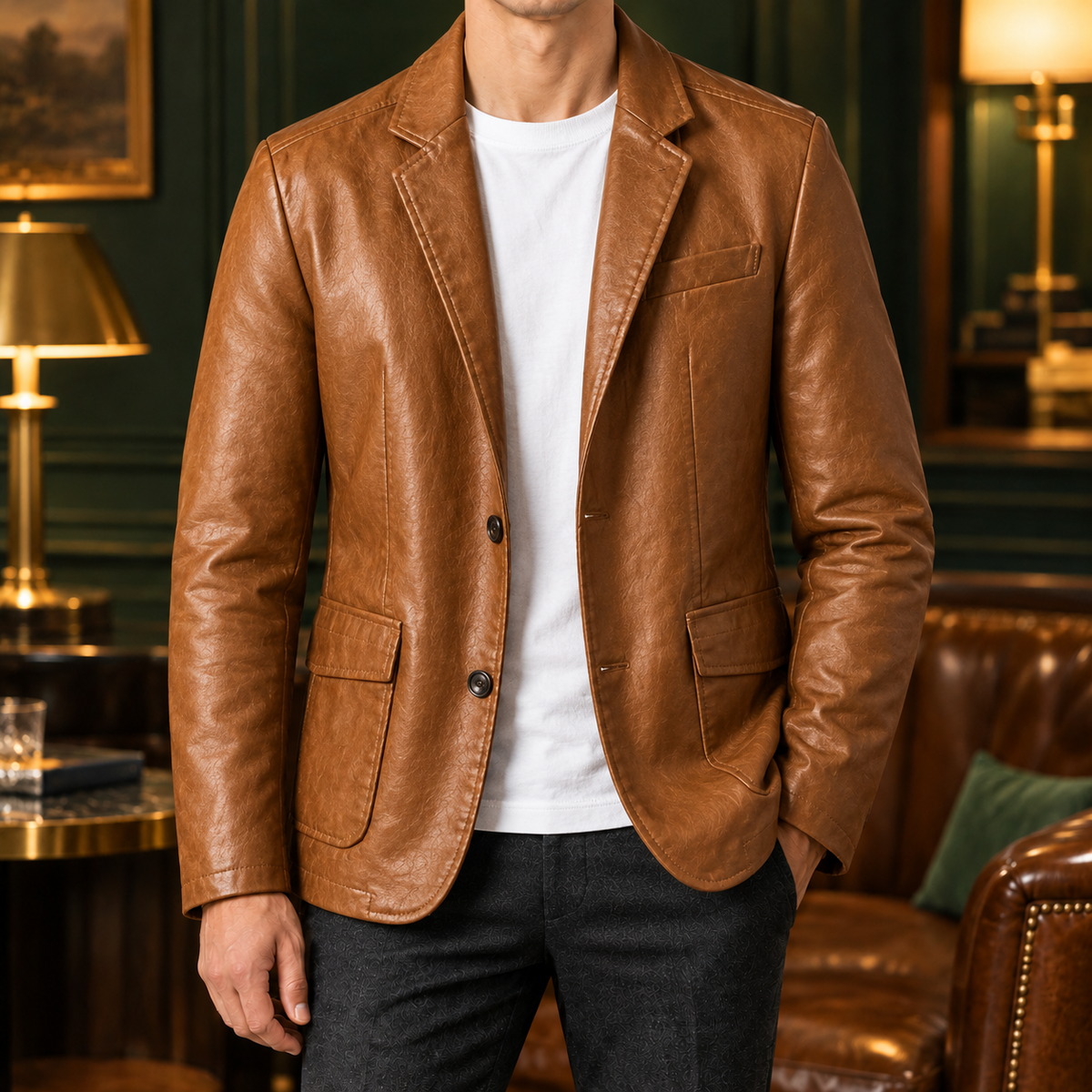 The Nightfall | Two-Button Blazer Jacket in Brown