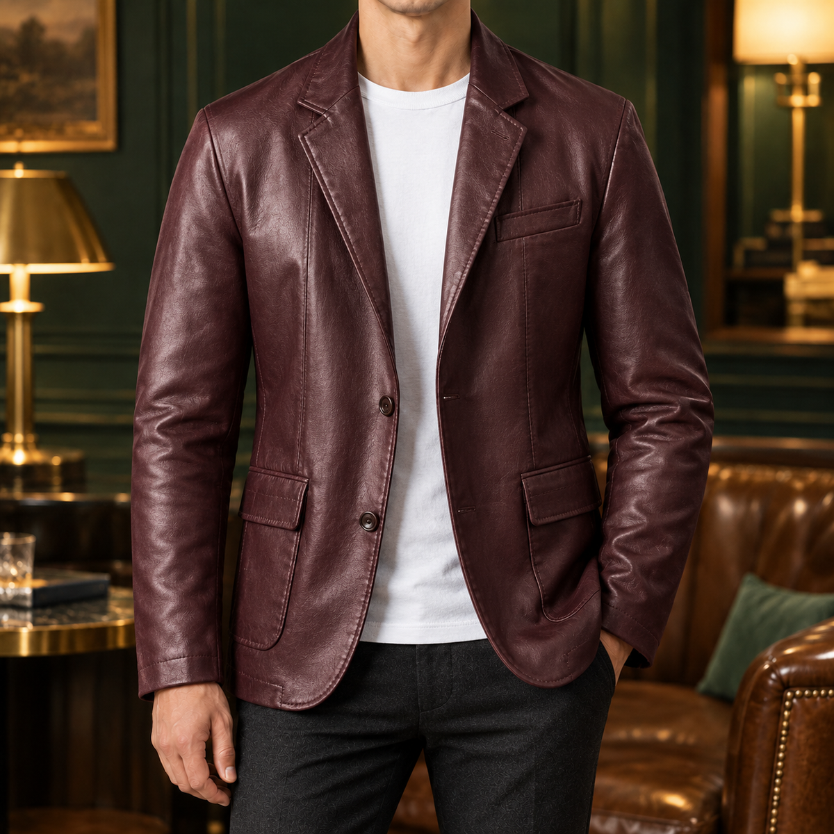 The Nightfall | Two-Button Blazer Jacket in Burgundy
