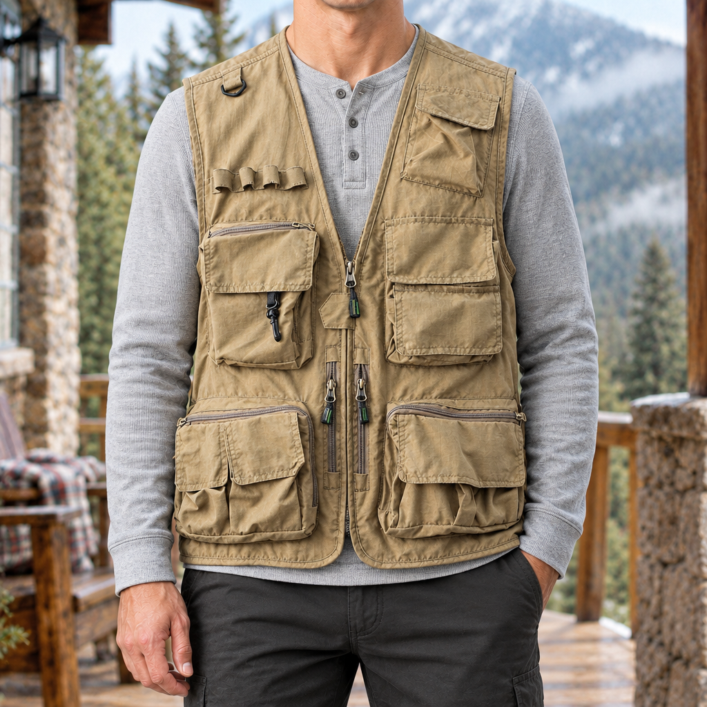 The Ridge | Multi-Pocket Utility Vest in Khaki