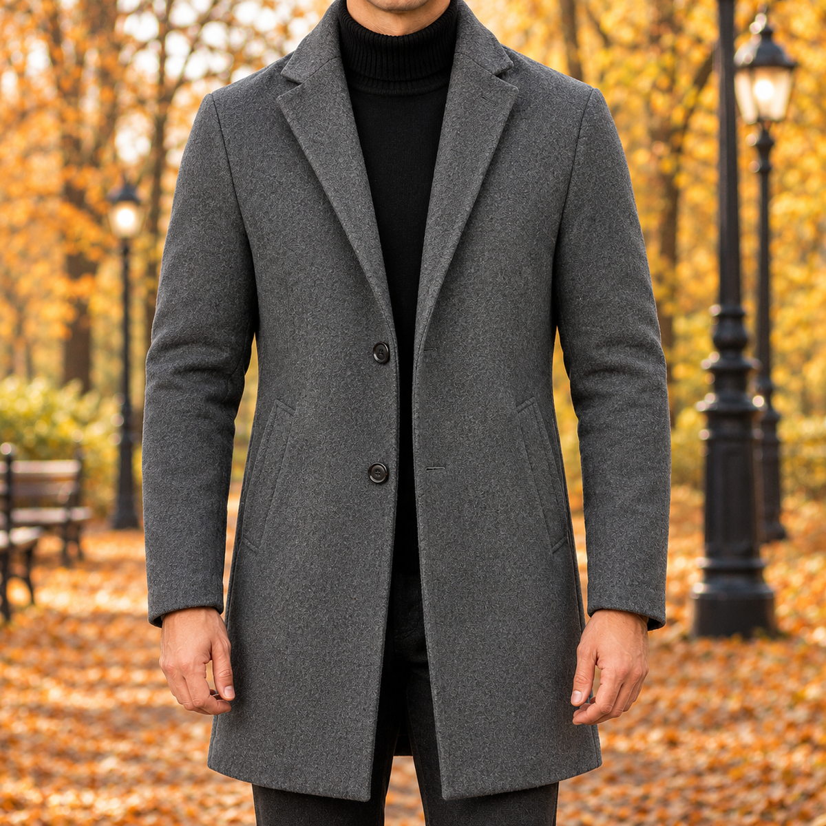 The Whitmore | Wool-Blend Single-Breasted Overcoat in Gray